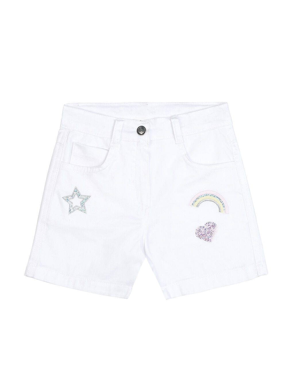 Kız Çocuk Jean Şort 2-6 Yaş Beyaz-1