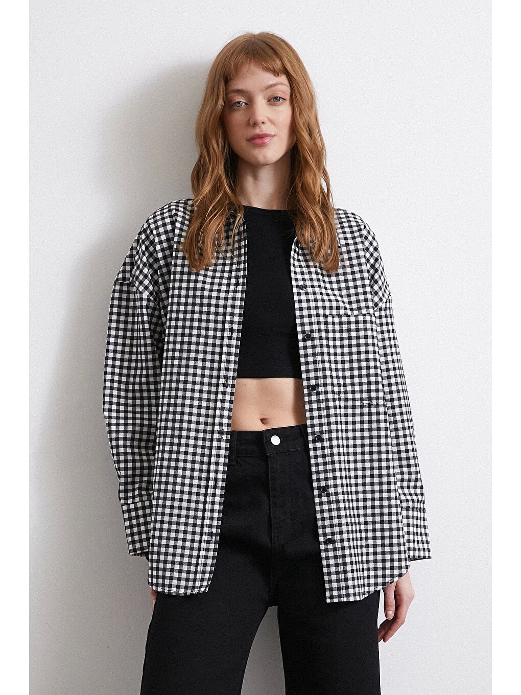 Ekoseli Gömlek Siyah-1