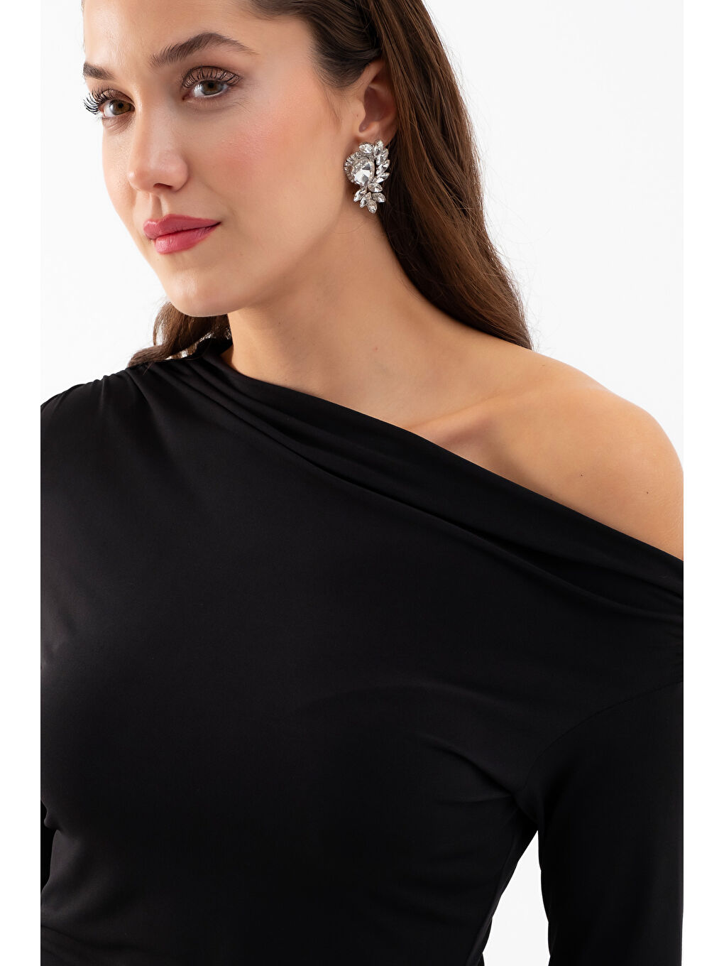 Kadın Siyah Düğüm Detay Uzun Örme Elbise-3