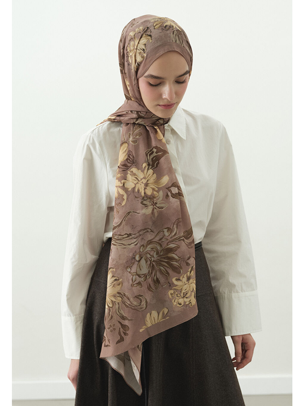 Pembe NORAH DESENLİ PAMUK VİSKON ŞAL GÜLKURUSU-2