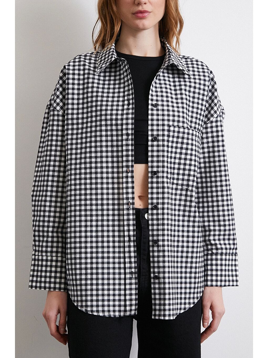 Ekoseli Gömlek Siyah-4