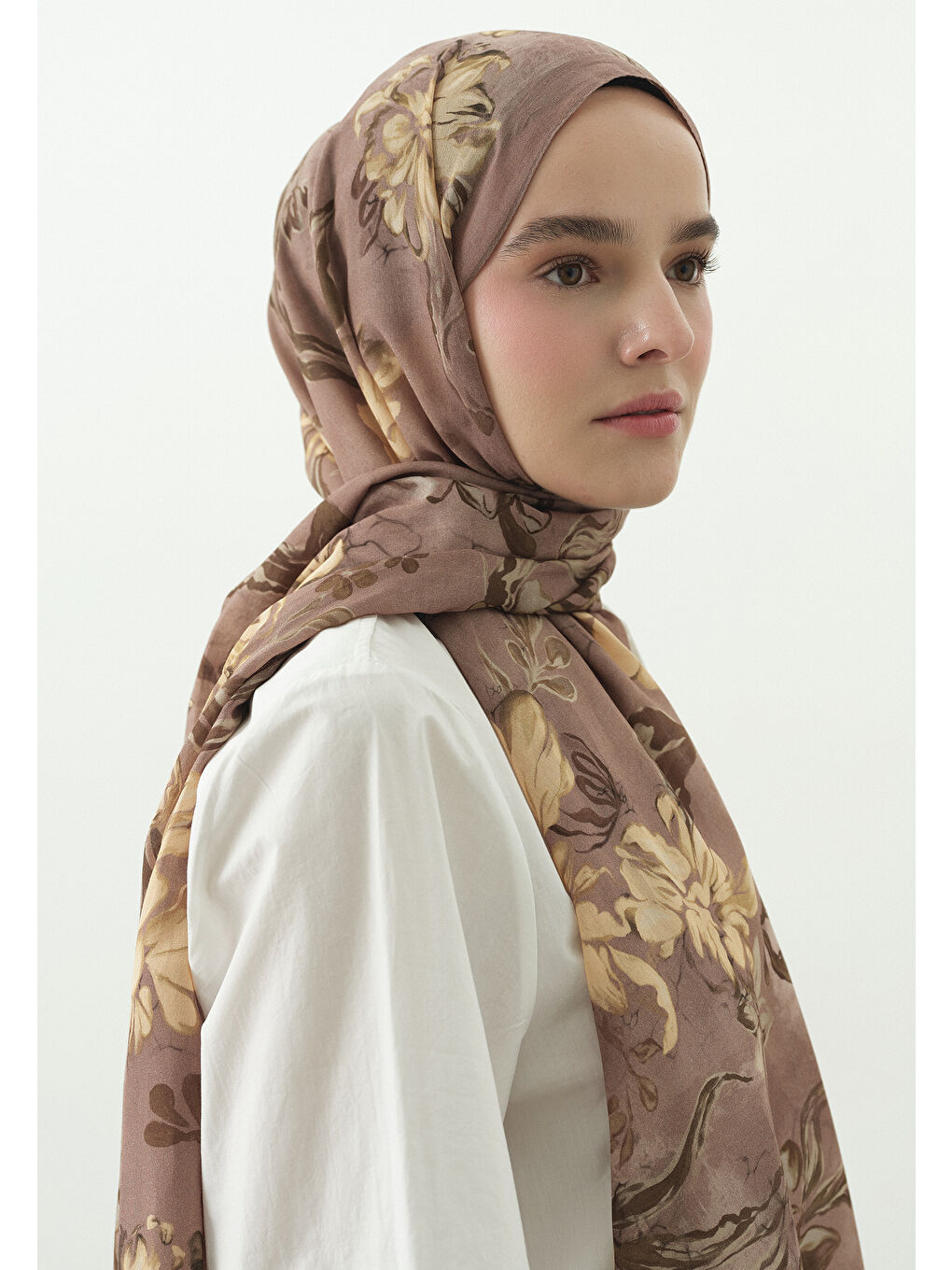 Pembe NORAH DESENLİ PAMUK VİSKON ŞAL GÜLKURUSU-3