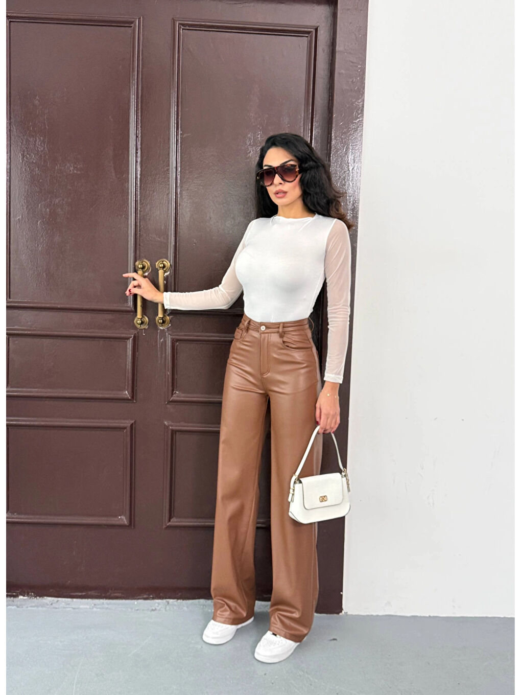 Kadın Beyaz Uzun Tül Kol Sandy Bluz HZL25W-FRY122521-3