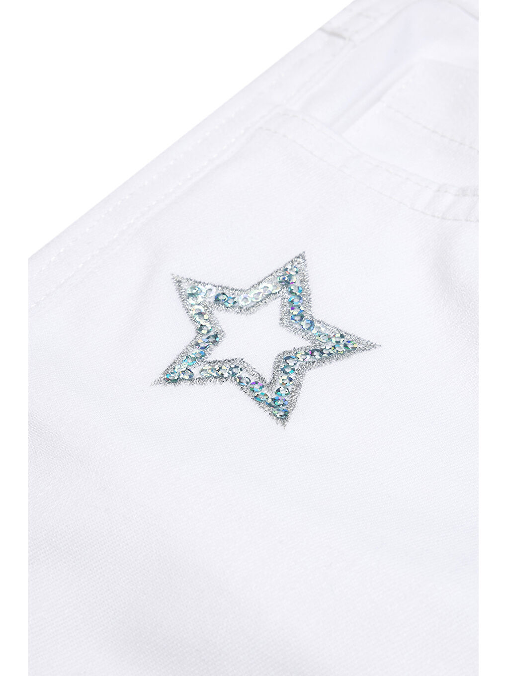 Kız Çocuk Jean Şort 2-6 Yaş Beyaz-4