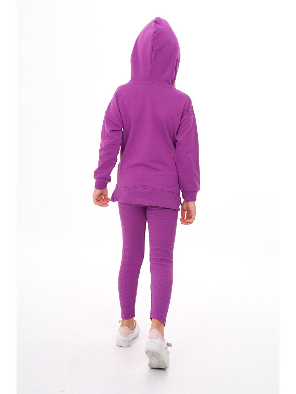 Mor Kız Çocuk Nakışlı Taytlı Takım-4