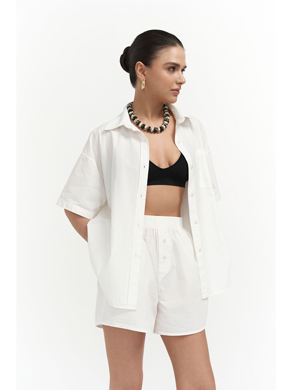 Corfu Ekru Gömlek Şort Takım-4