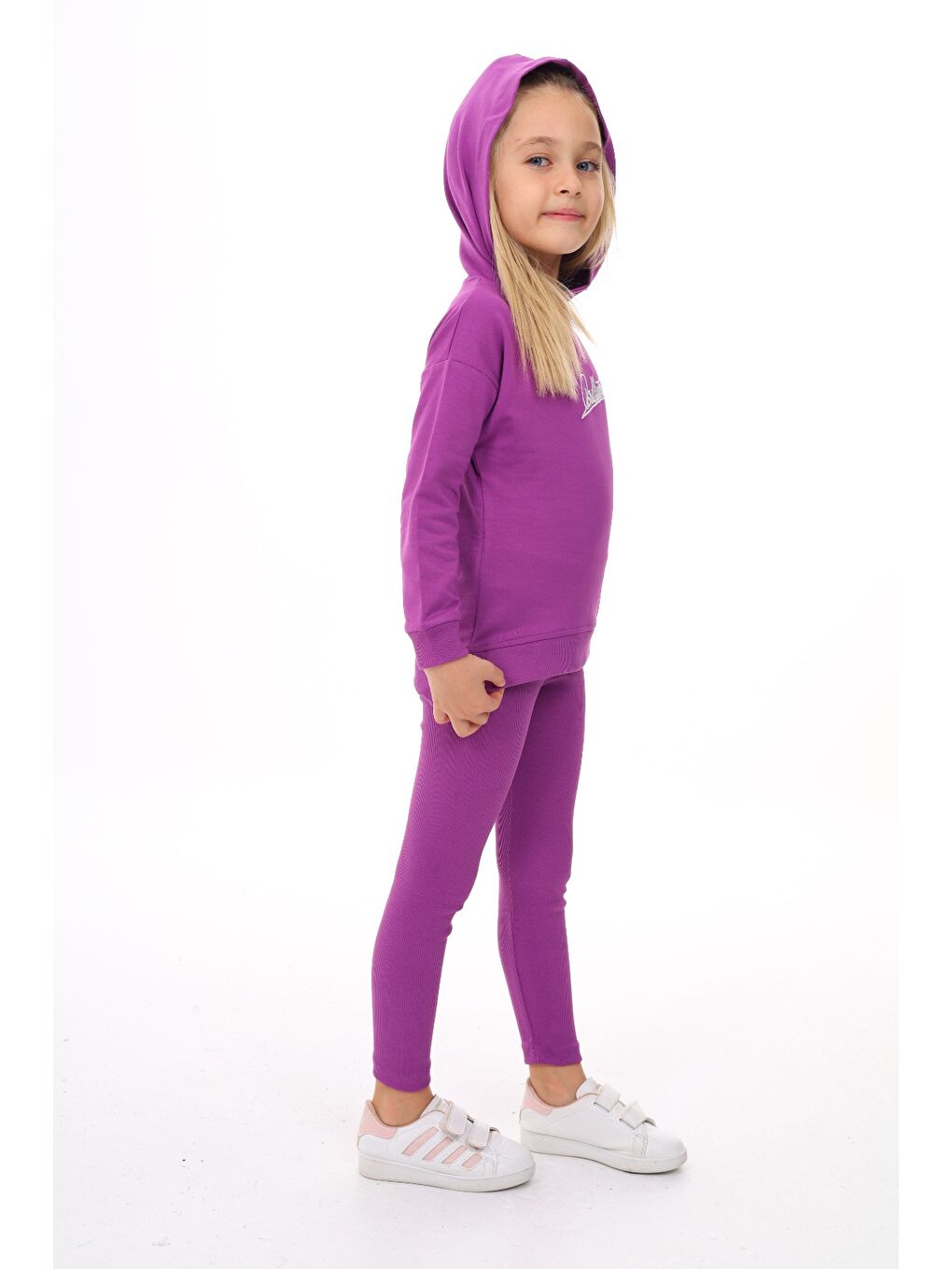 Mor Kız Çocuk Nakışlı Taytlı Takım-5