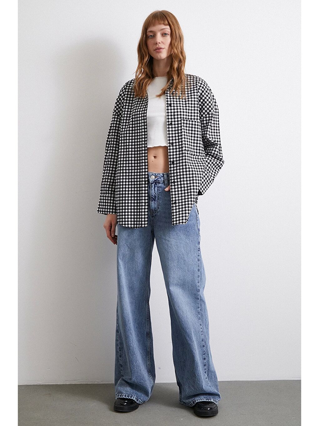 Pamuklu Ekose Gömlek Siyah-1