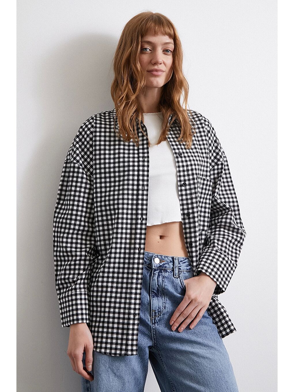 Pamuklu Ekose Gömlek Siyah-2