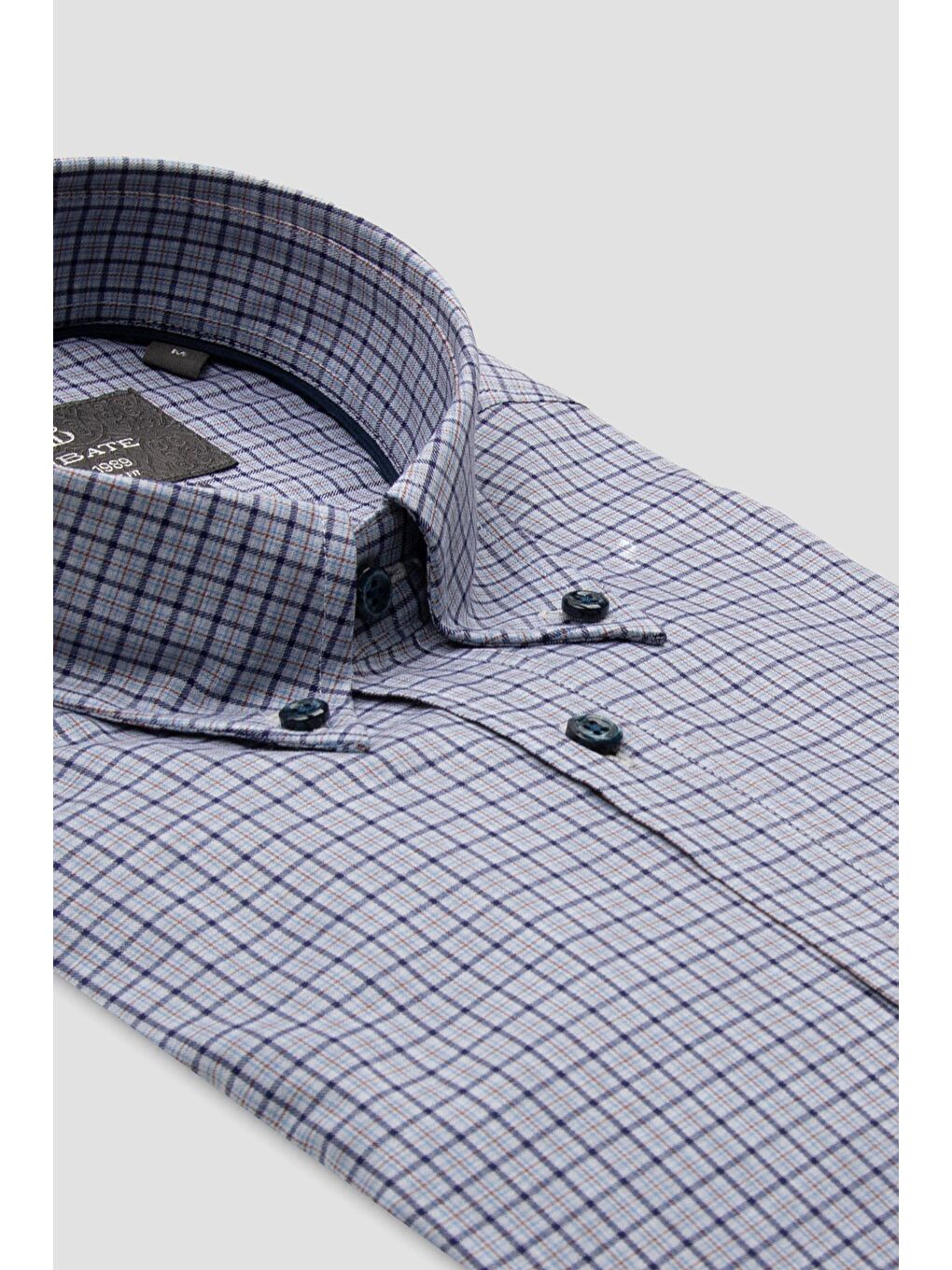 Aldo Poplin Pamuklu Comfort Fit Lacivert Düğmeli Yaka Erkek Kareli Gömlek-1