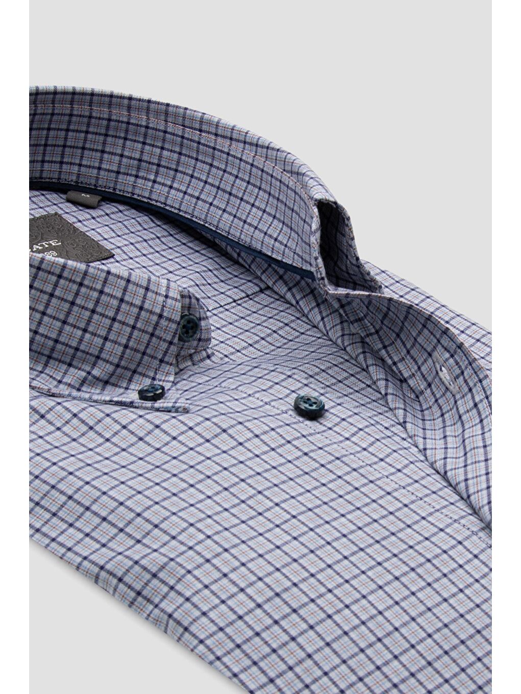 Aldo Poplin Pamuklu Comfort Fit Lacivert Düğmeli Yaka Erkek Kareli Gömlek-2