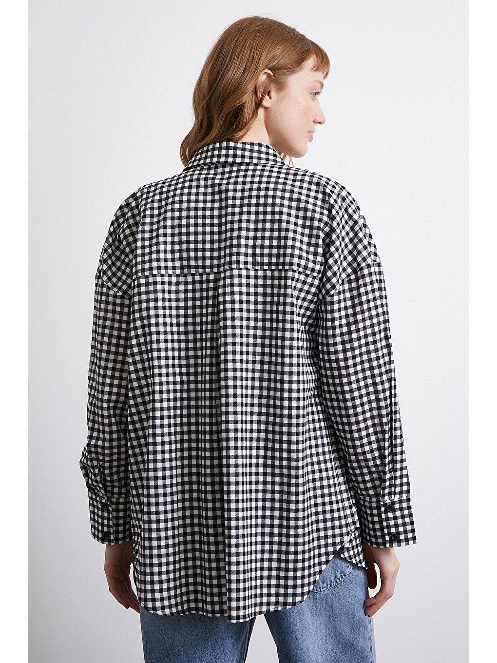 Pamuklu Ekose Gömlek Siyah-5