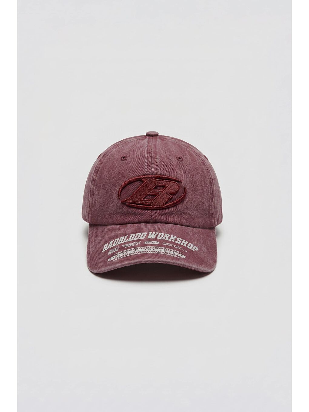 Erkek Vintage Yıkamalı Nakışlı Beyzbol Şapka Bordo