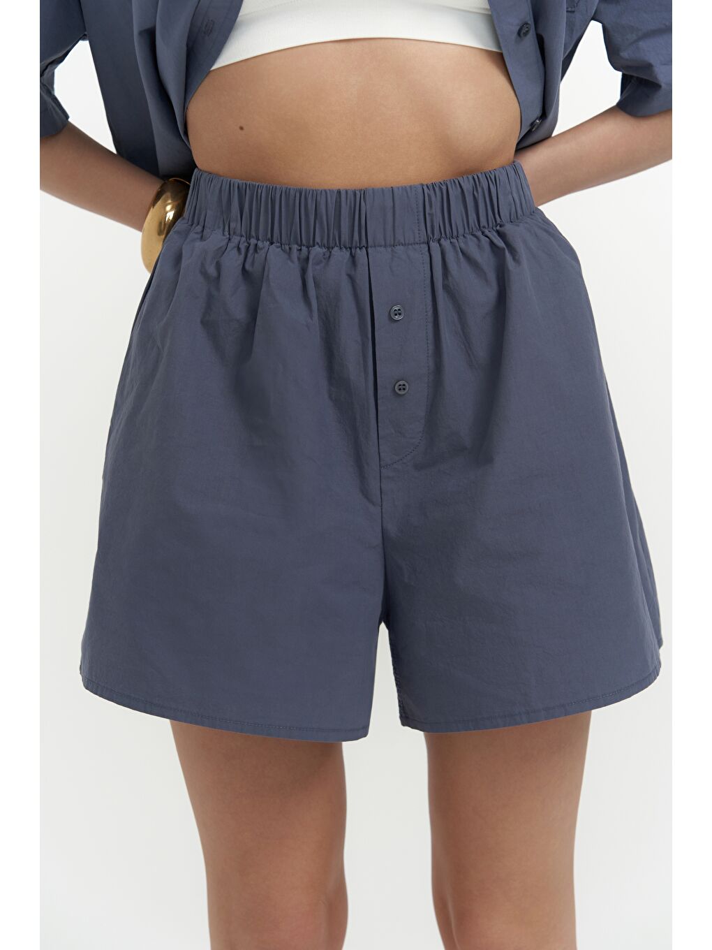 Corfu İndigo Gömlek Şort Takım-4