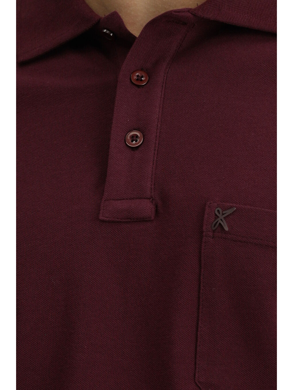 Bordo Regular Fit Pamuk Nakışlı Cepli Kıvrılmaz Polo Yaka Tişört-4