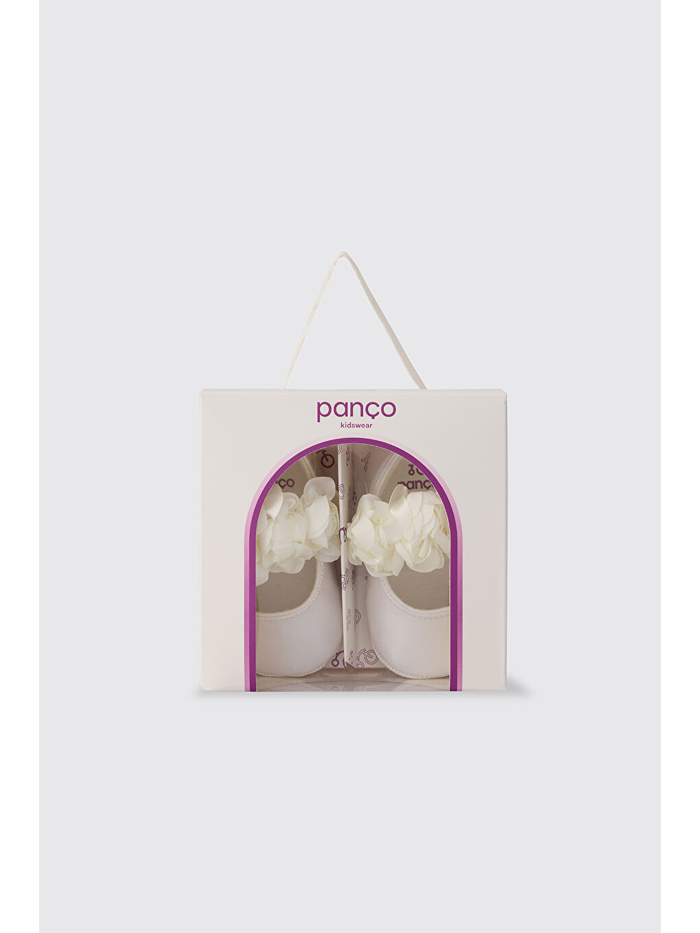 Yenidoğan Çiçek Detaylı Ekru Patik-3