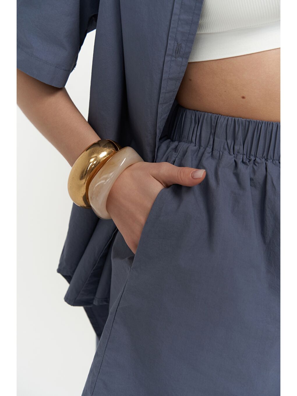 Corfu İndigo Gömlek Şort Takım-5