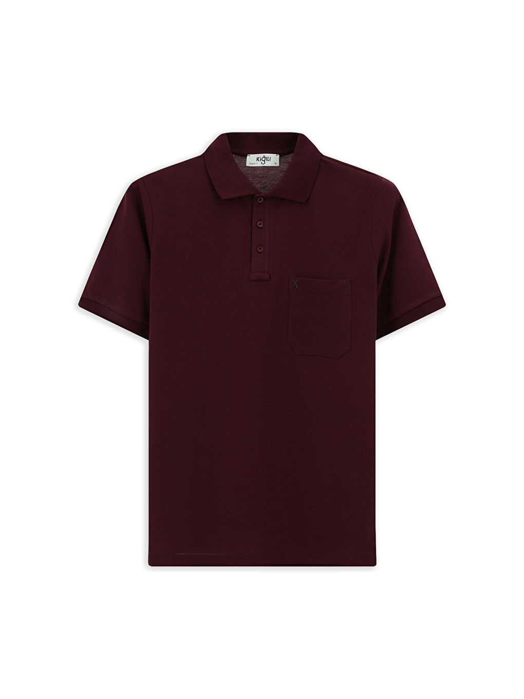 Bordo Regular Fit Pamuk Nakışlı Cepli Kıvrılmaz Polo Yaka Tişört-5