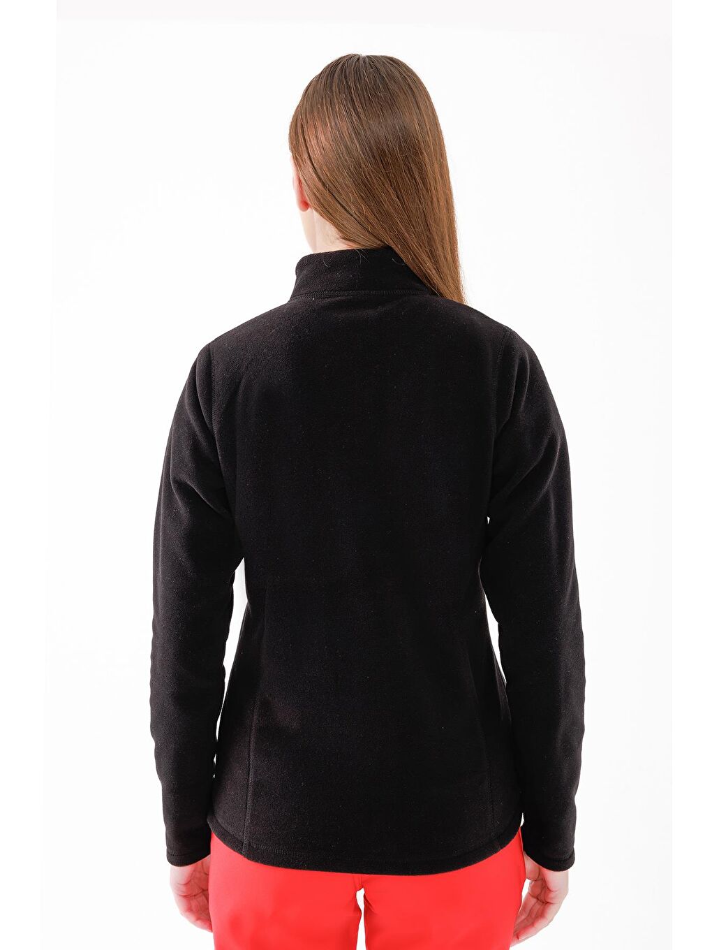 Camila Kadın Yarım Fermuarlı İnce Polar Sweatshirt Siyah-3