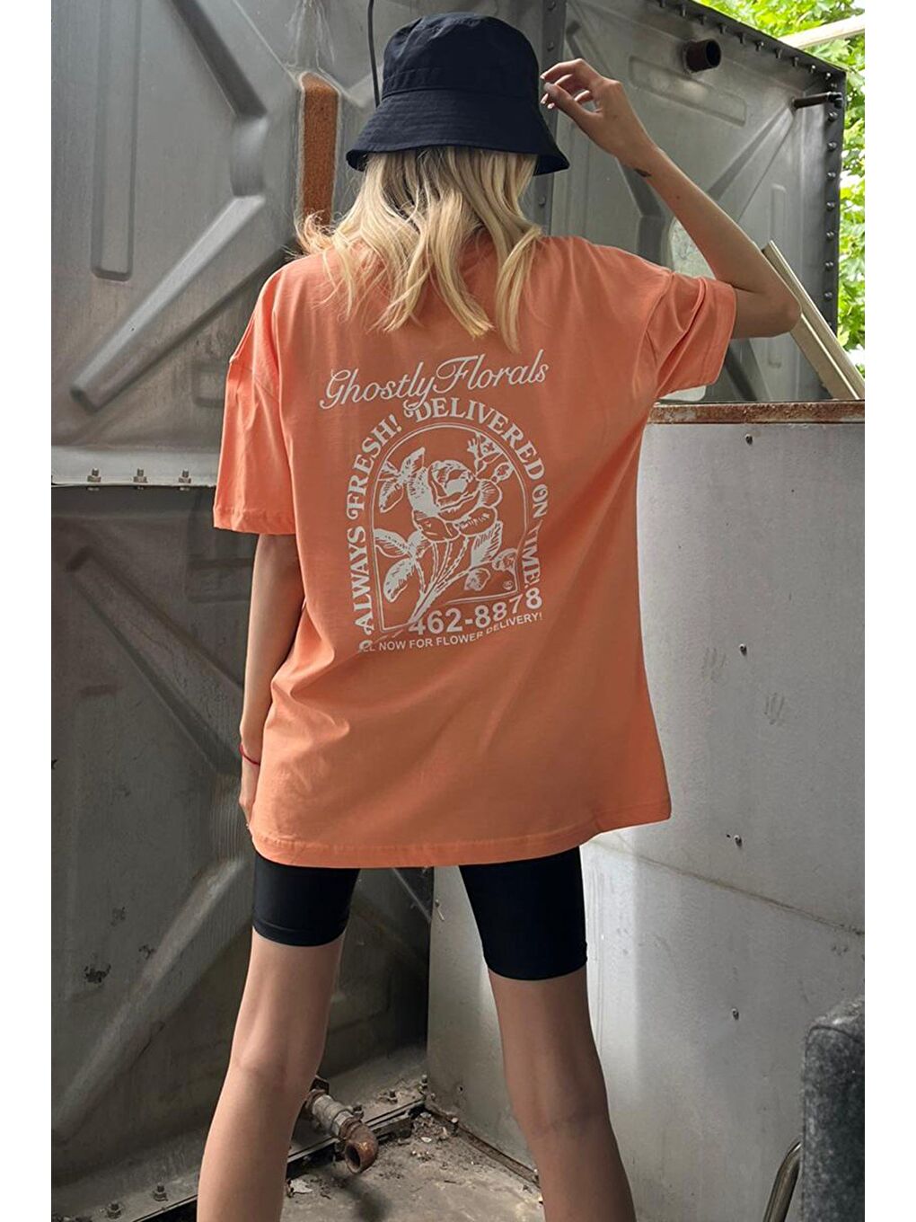 Turuncu Baskılı Oversize Tişört Mg1513-6