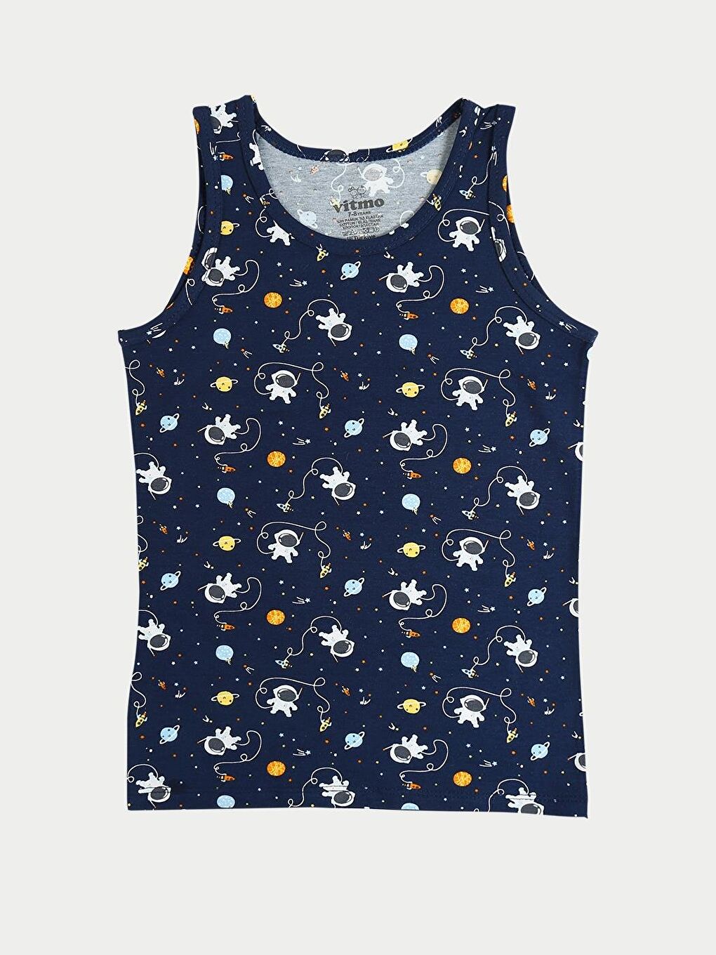 Vitmo Karişik Erkek Çocuk Pamuklu 3'Lü Atlet 3'Lü Slip Karışık Renk Space 6 Parça Set - 2