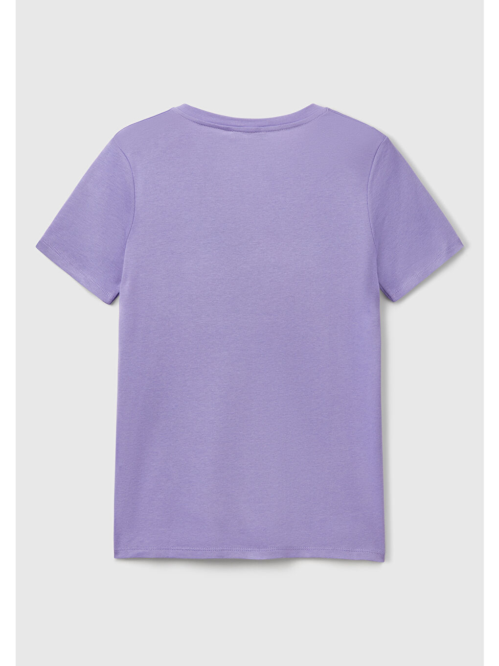 Kadın Mor %100 Pamuk V Yaka Basic Tişört-3