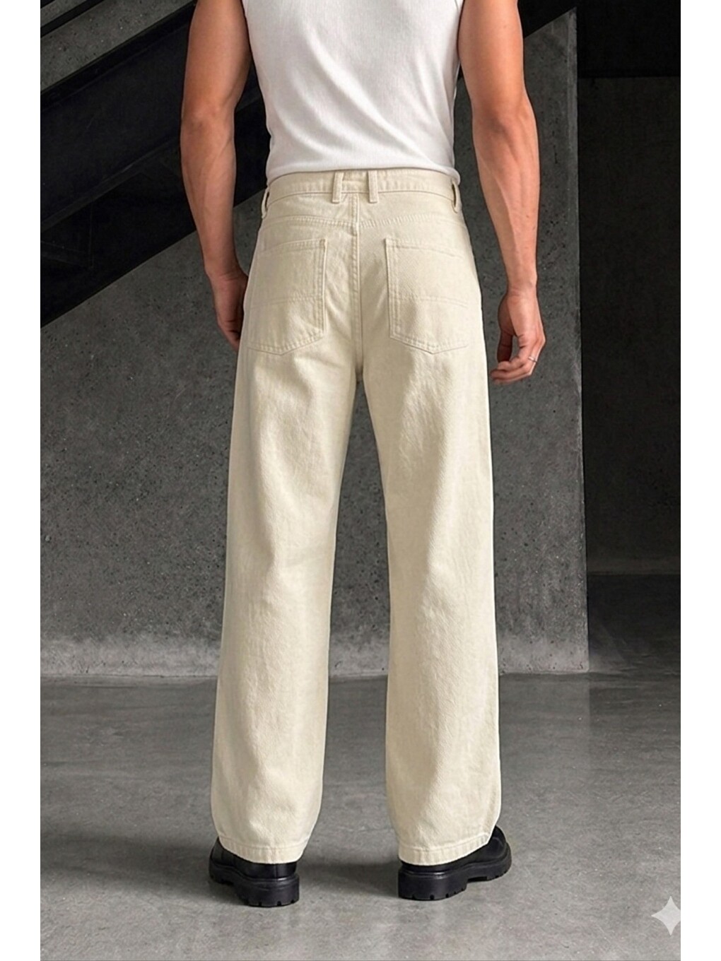 Bej Erkek Baggy Fit Old Money Cep Detaylı Pantolon-2