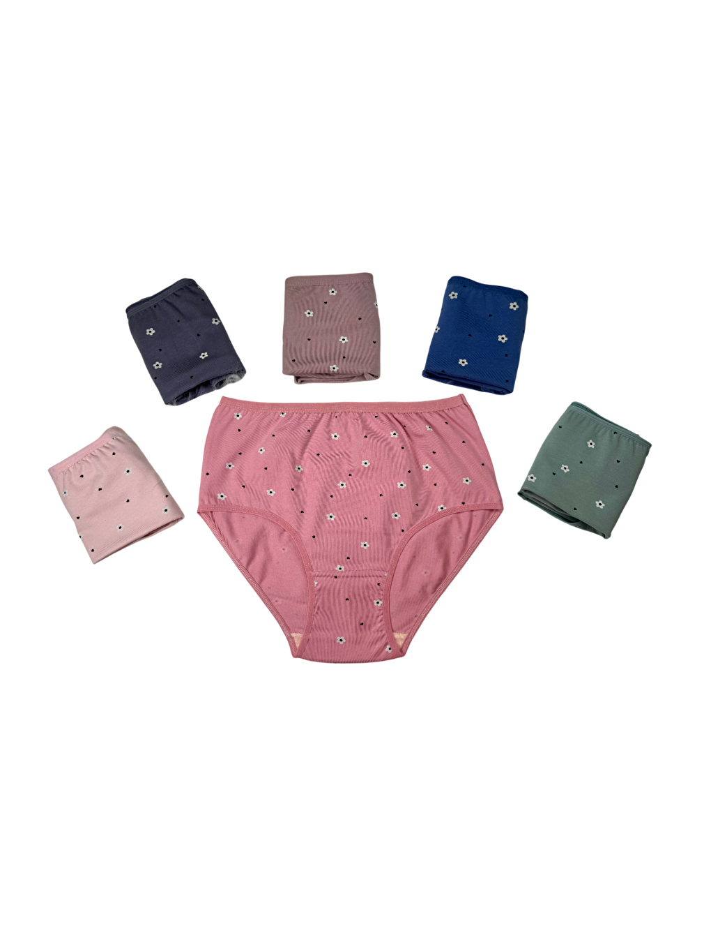 Yeşil Kadın 6 lı Pamuklu Elastanlı Havlu Ağ Detaylı Yüksek Bel Külot Seti 2186205-1