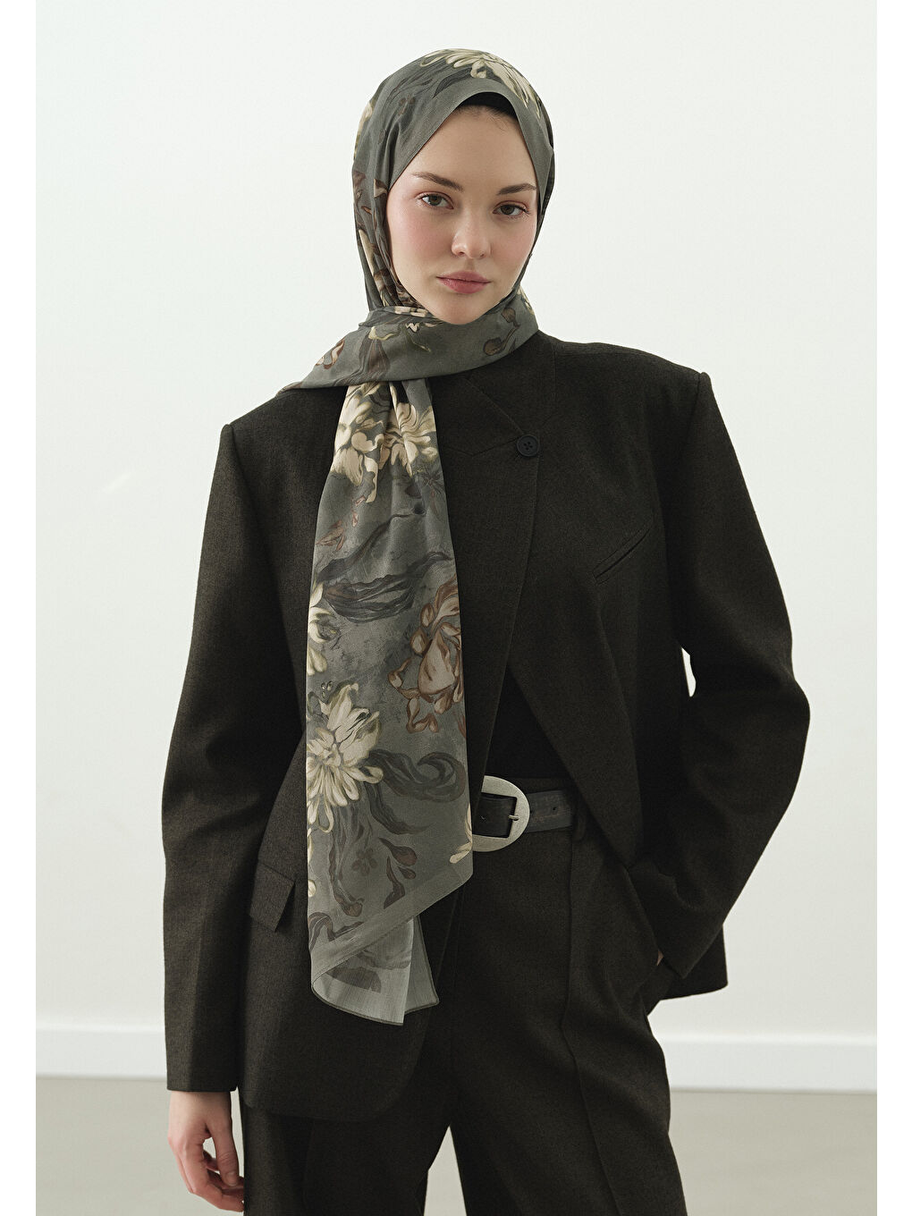 Yeşil NORAH DESENLİ PAMUK VİSKON ŞAL MİNT YEŞİLİ