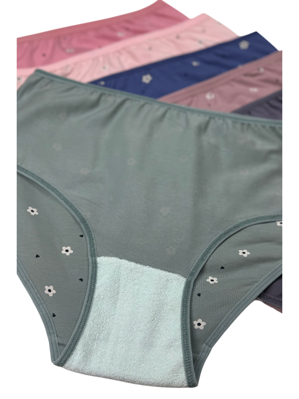 Yeşil Kadın 6 lı Pamuklu Elastanlı Havlu Ağ Detaylı Yüksek Bel Külot Seti 2186205-2