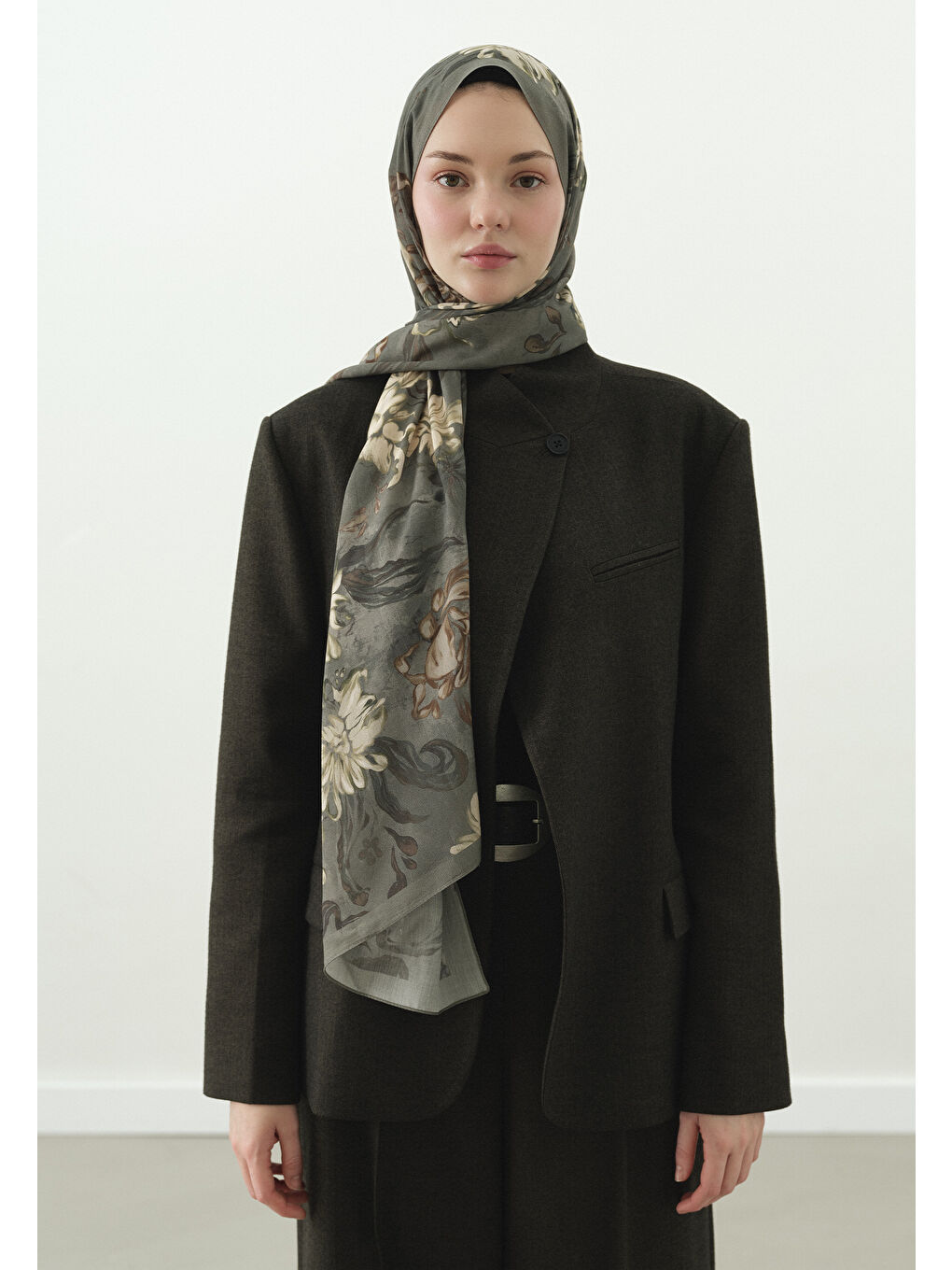 Yeşil NORAH DESENLİ PAMUK VİSKON ŞAL MİNT YEŞİLİ-1