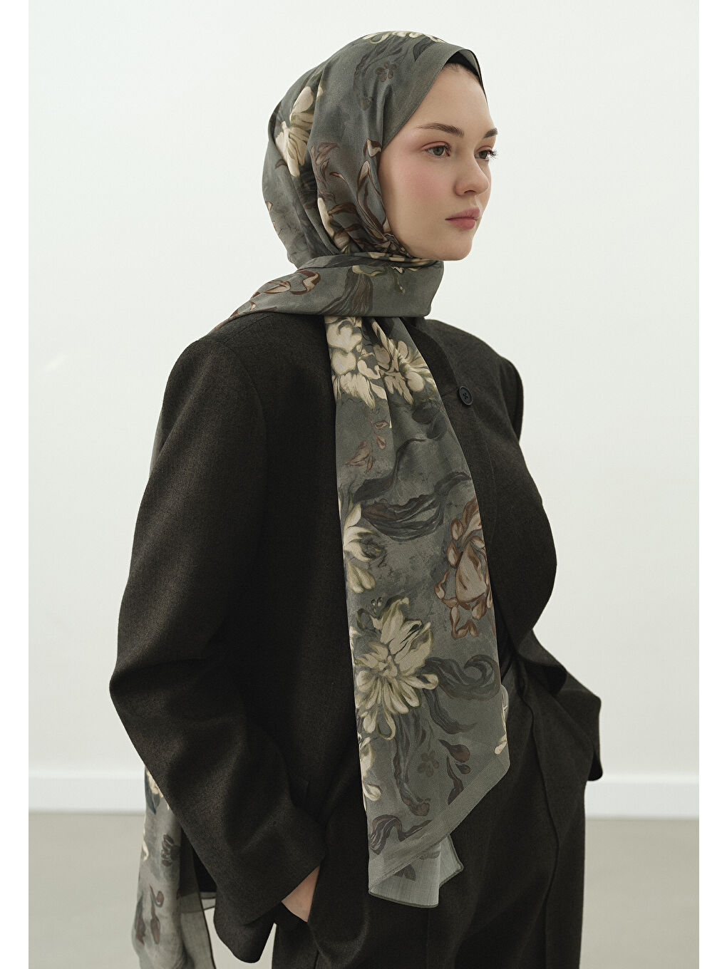 Yeşil NORAH DESENLİ PAMUK VİSKON ŞAL MİNT YEŞİLİ-2