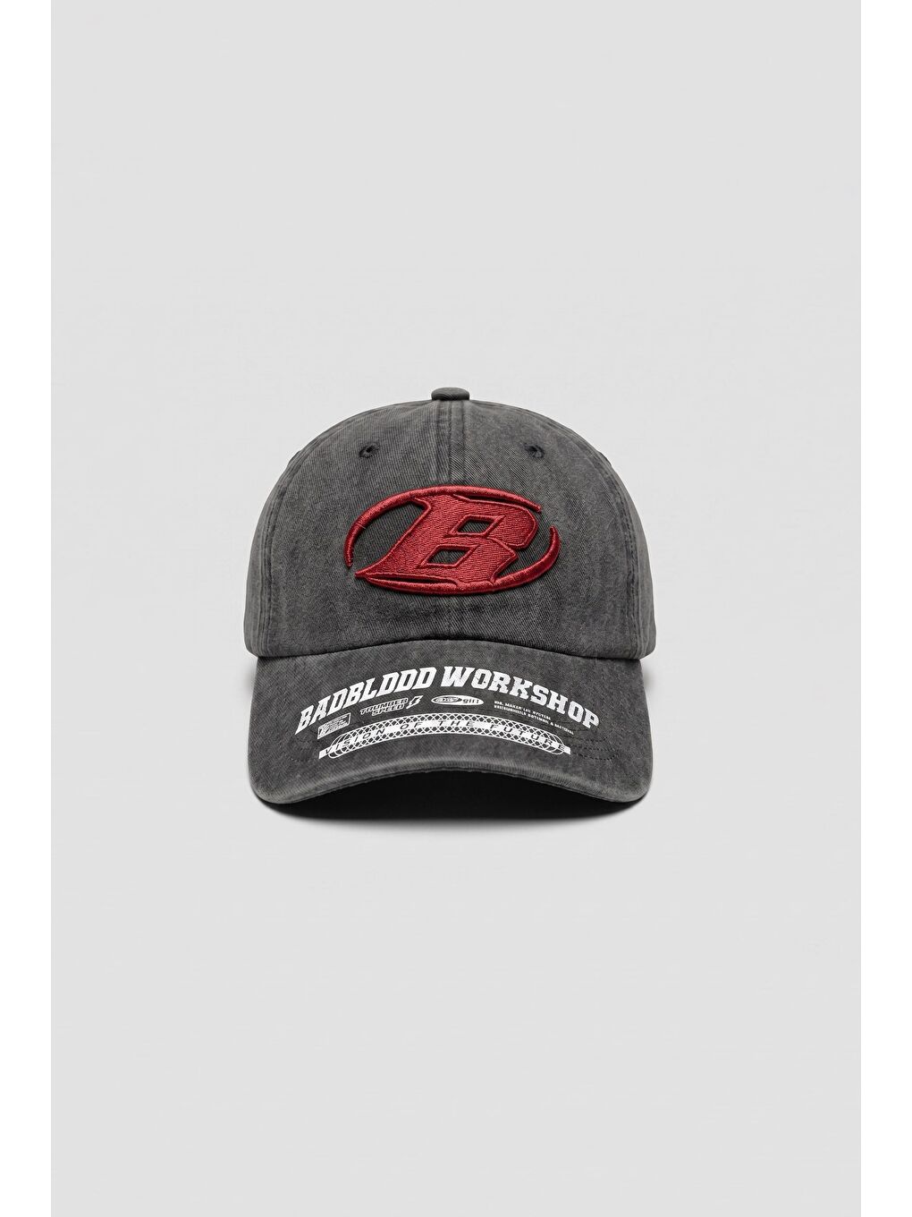 Erkek Vintage Yıkamalı Nakışlı Beyzbol Şapka Antrasit