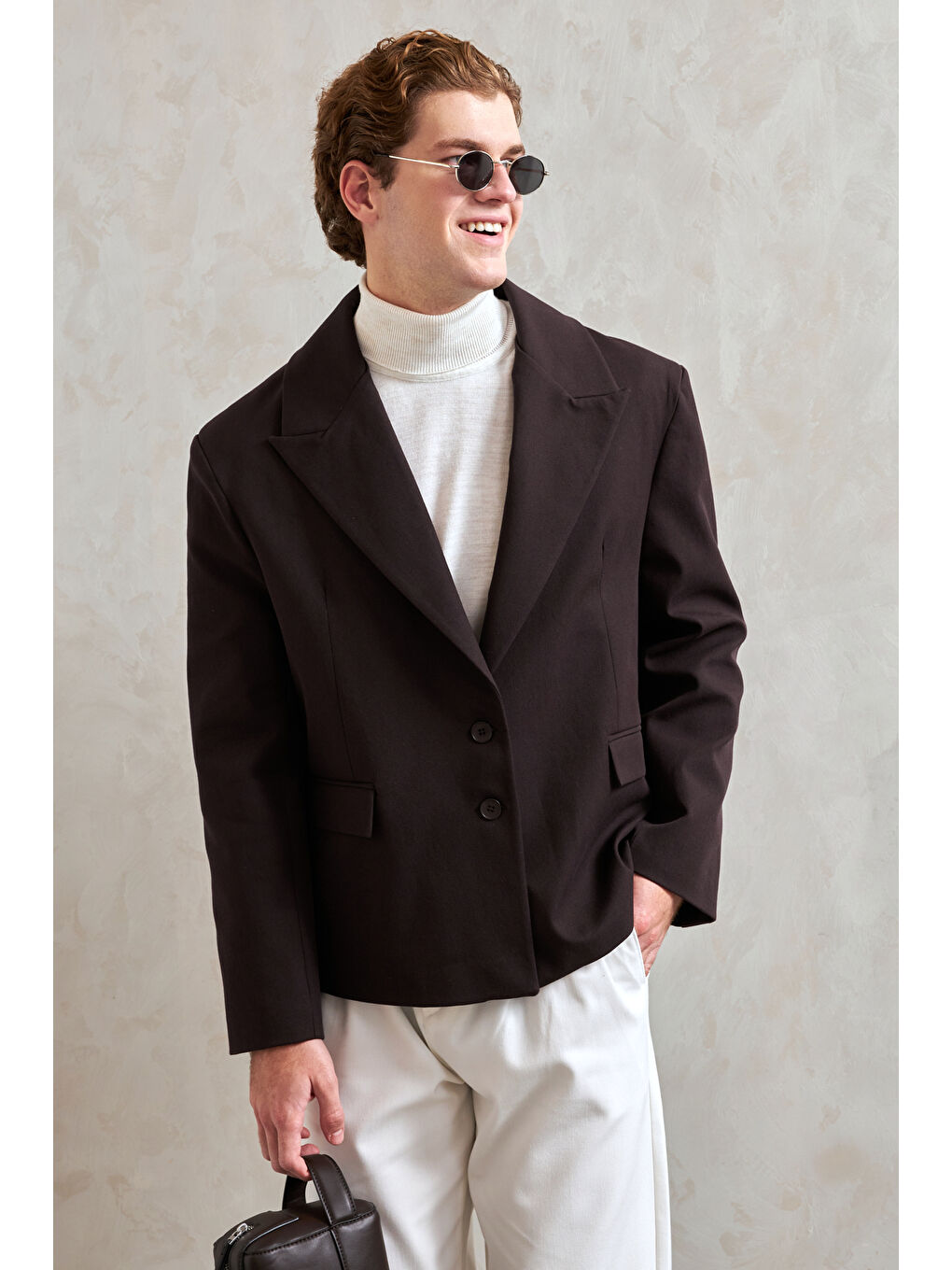 Kahverengi Erkek Oversize Blazer Ceket-1