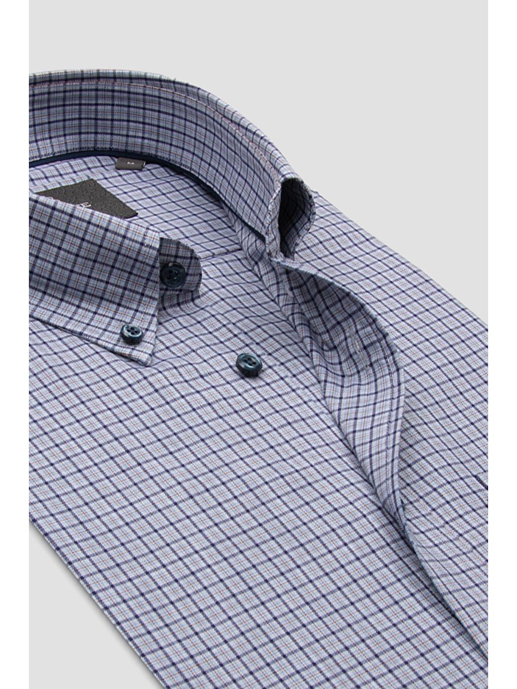 Aldo Poplin Pamuklu Comfort Fit Lacivert Düğmeli Yaka Erkek Kareli Gömlek-5
