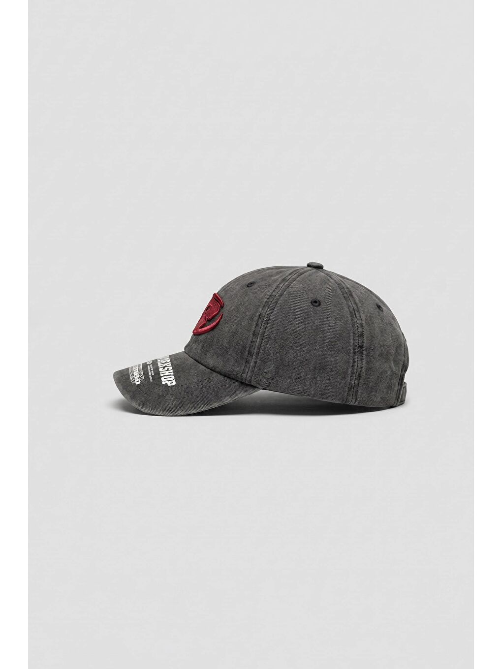 Erkek Vintage Yıkamalı Nakışlı Beyzbol Şapka Antrasit-1