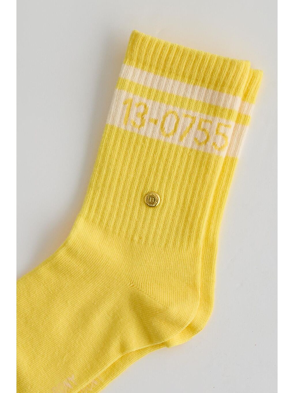 Kadın Şeritli Soket Çorap Sarı-1
