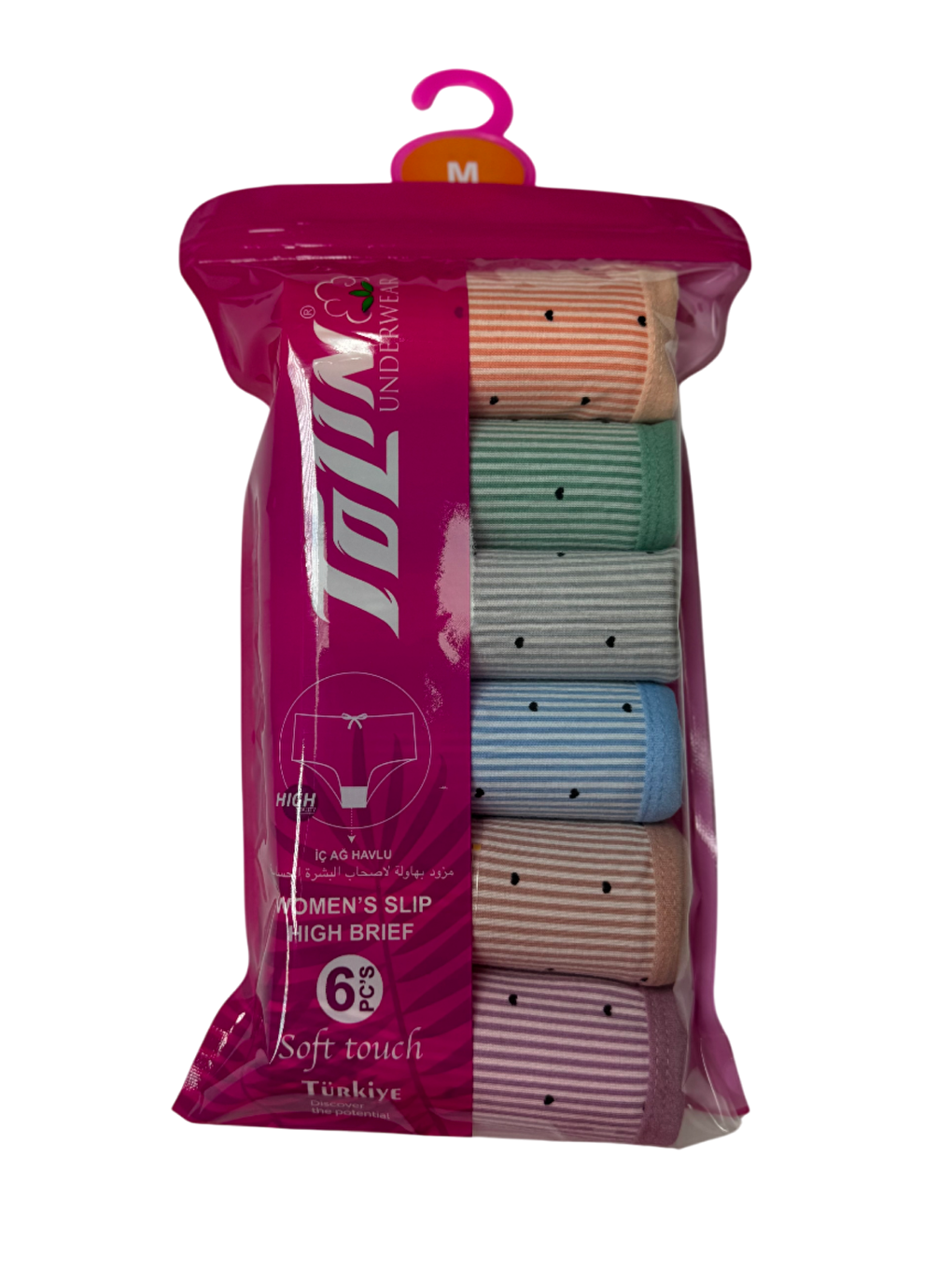 Pembe Kadın 6 lı Pamuklu Elastanlı Havlu Ağ Detaylı Yüksek Bel Külot Seti 2186208-3