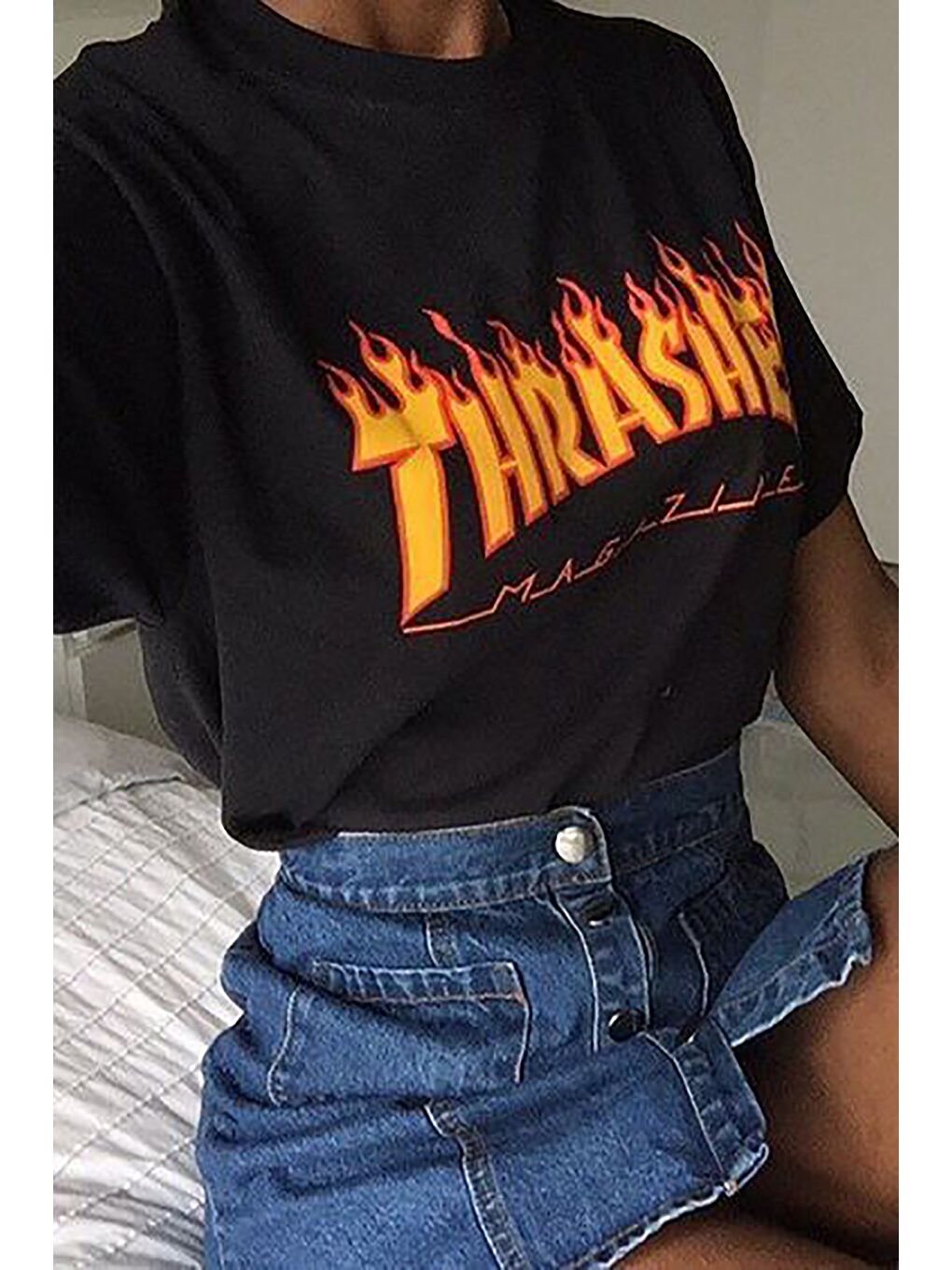 Kadın Siyah Baskılı Oversize Tişört Mg1346-5