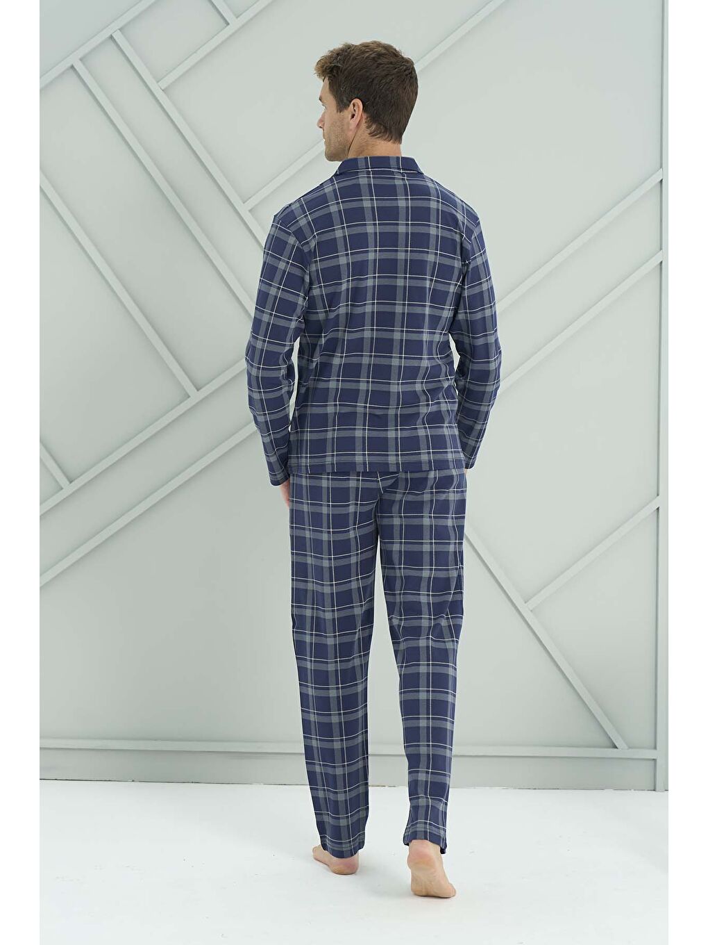 Erkek Penye Uzun Kol Pijama Takımı 2226 Lacivert06-2