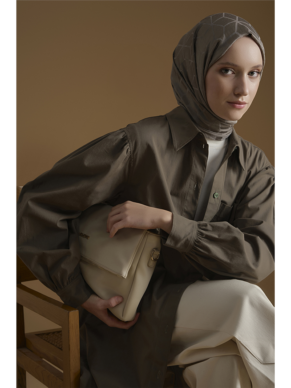 Karpuz Kol Tunik Elbise Haki-3