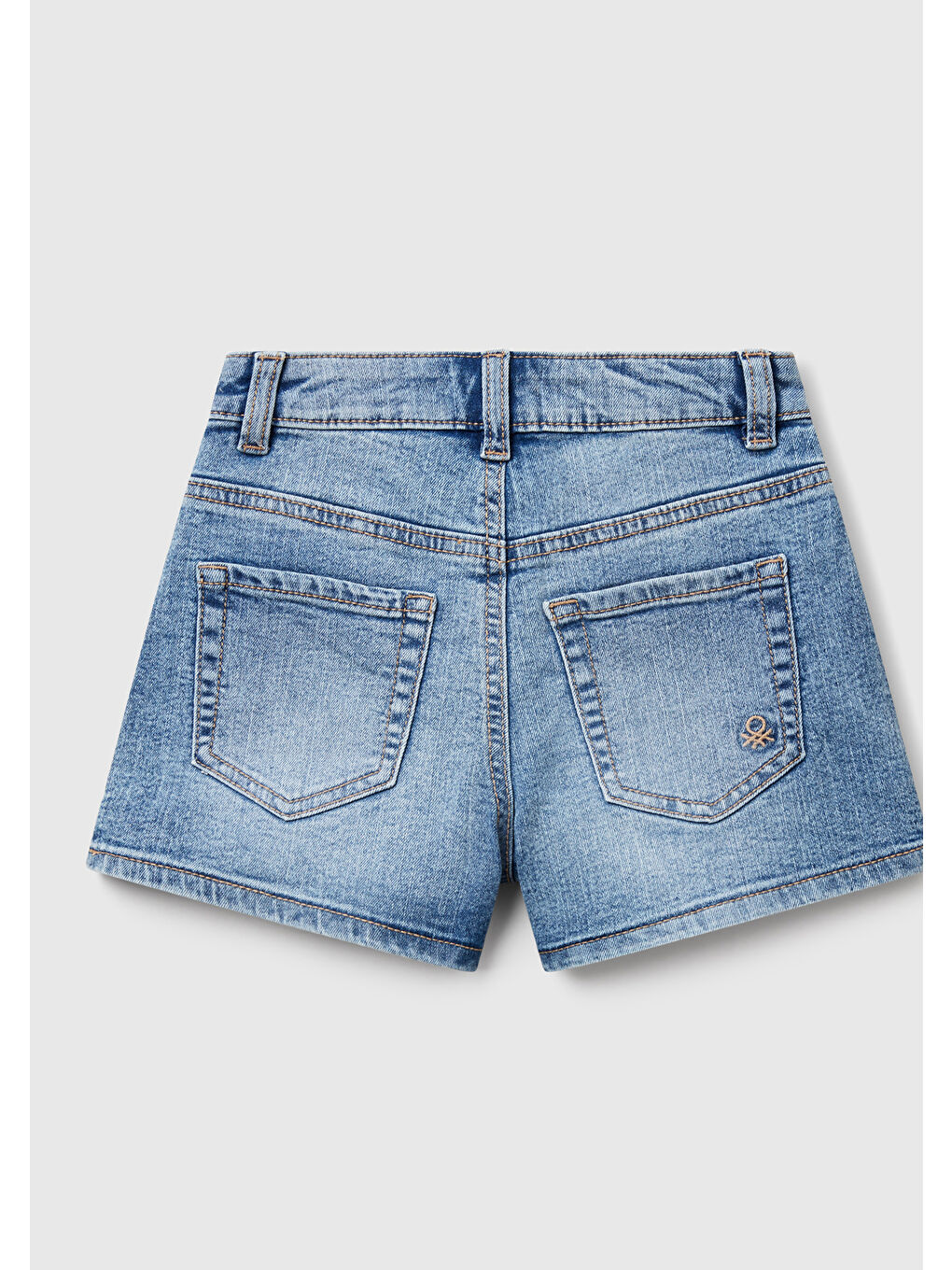 Karışık Kız Çocuk Taş Yıkama Logo İşlemeli Streç Denim Şort-1