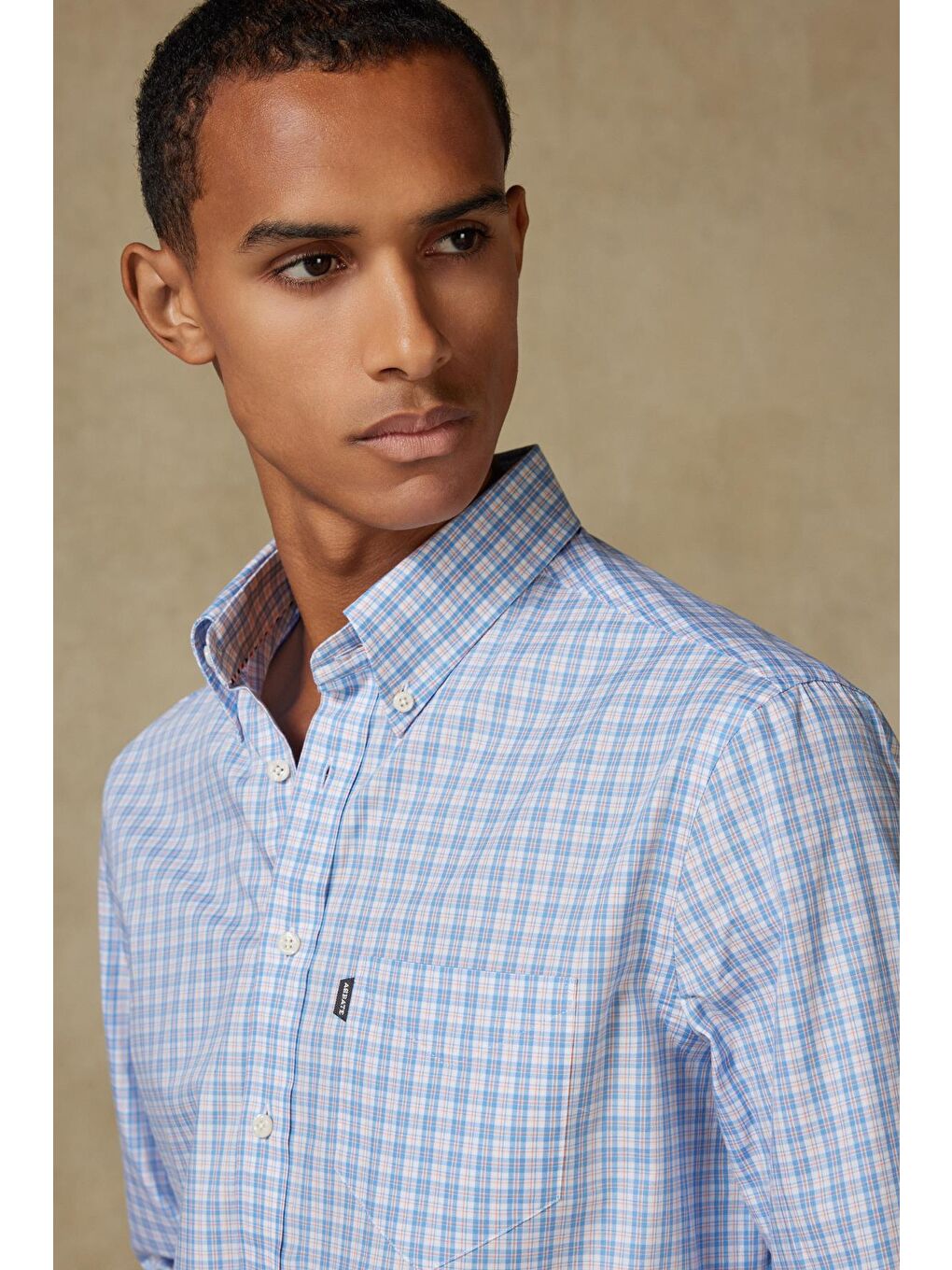 Aldo Poplin Pamuklu Comfort Fit Turuncu Düğmeli Yaka Erkek Kareli Gömlek-3