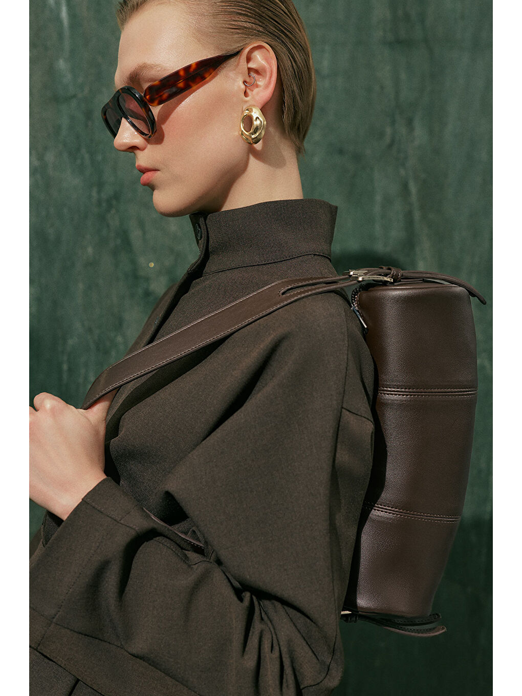 Kahverengi Morgan Oval Çanta Acı Kahve-10