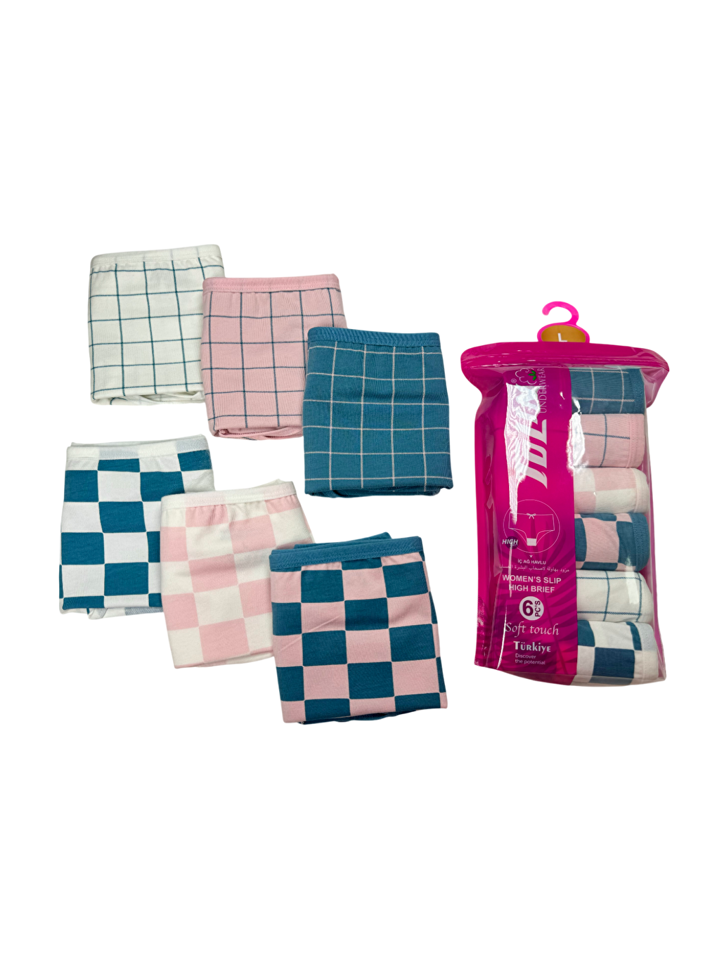 Pembe Kadın 6 lı Pamuklu Elastanlı Havlu Ağ Detaylı Yüksek Bel Külot Seti 2186204-3
