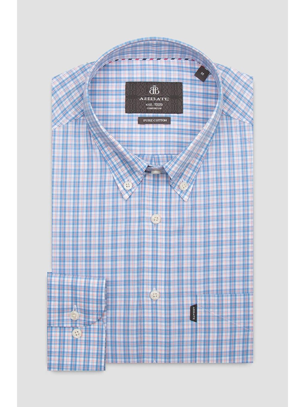 Aldo Poplin Pamuklu Comfort Fit Turuncu Düğmeli Yaka Erkek Kareli Gömlek-4