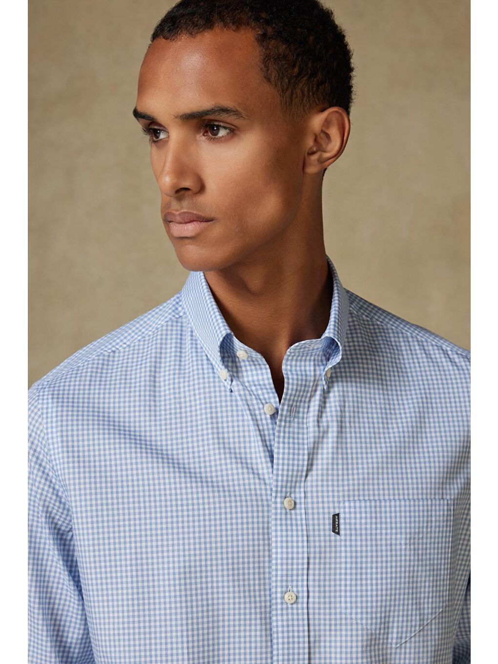 Aldo Poplin Pamuklu Comfort Fit Açık Mavi Düğmeli Yaka Erkek Kareli Gömlek-3