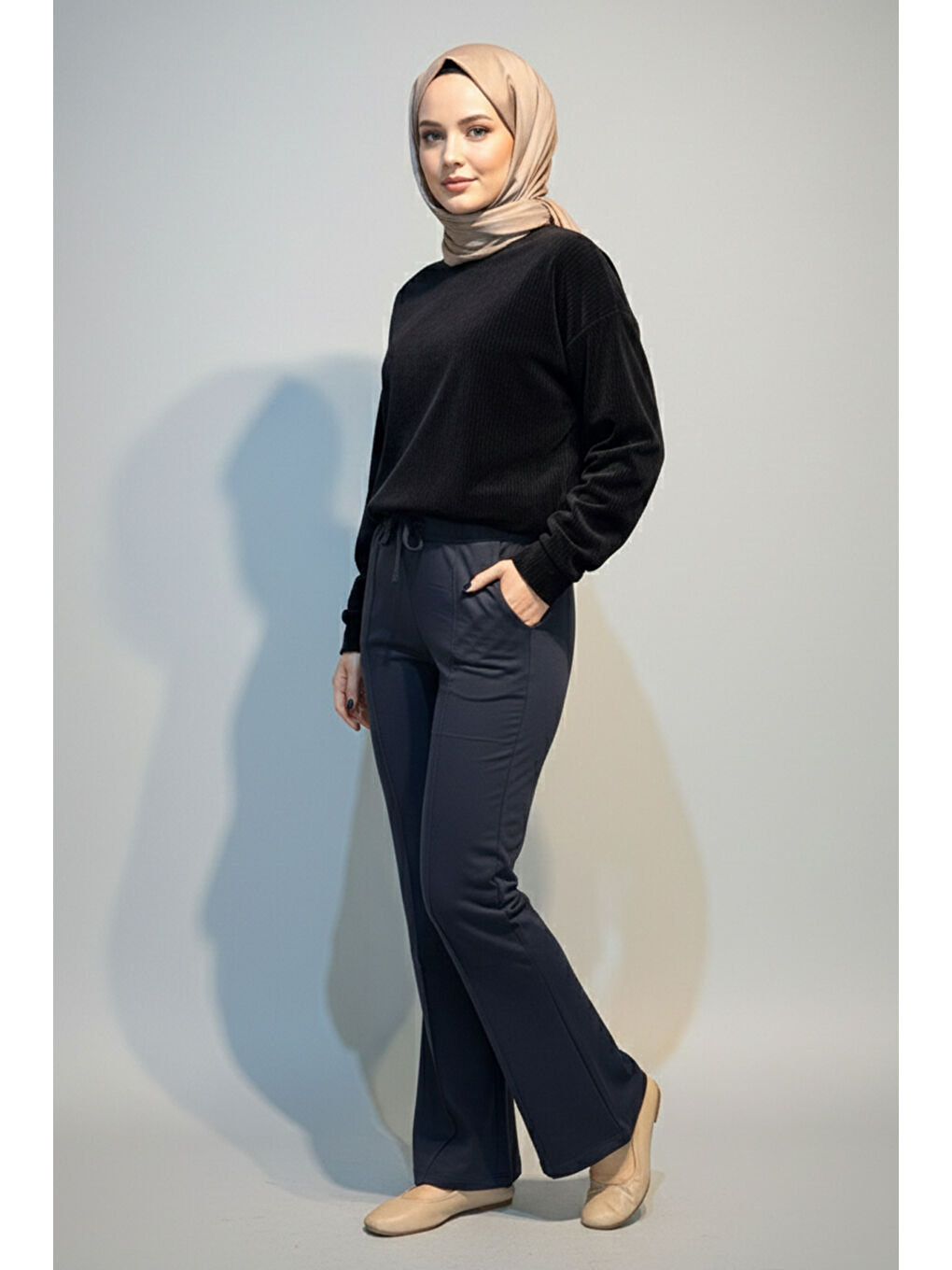 Nervür Dikiş Beli Lastikli Bağcıklı Pantolon 1887 Antrasit