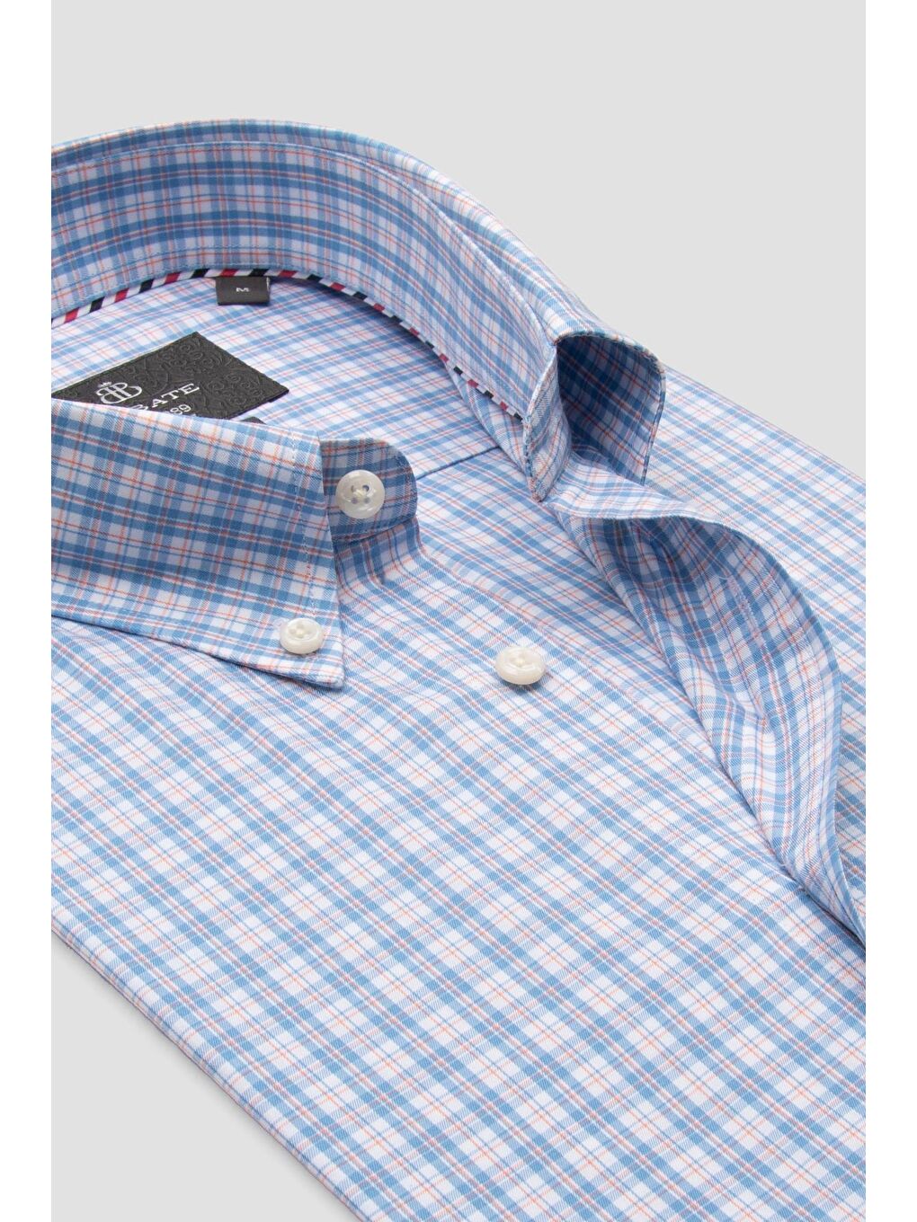 Aldo Poplin Pamuklu Comfort Fit Turuncu Düğmeli Yaka Erkek Kareli Gömlek-5