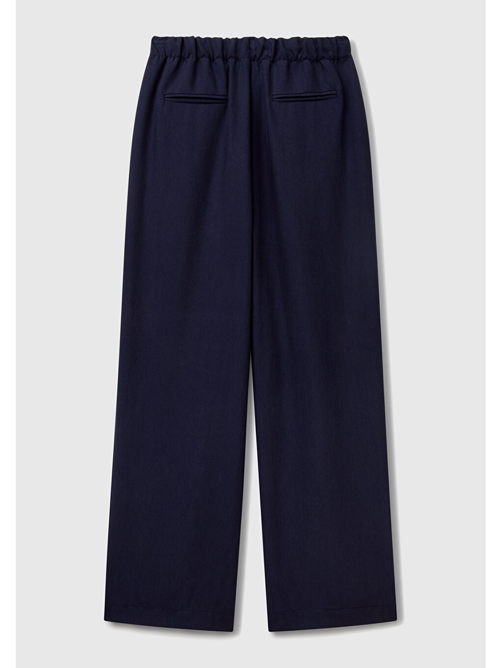 Kadın Lacivert Liyosel Karışımlı Beli Lastikli Geniş Paça Pantolon-3